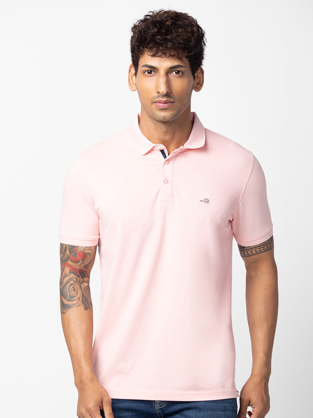 Spykar Mens T-Shirt F/S Mptbp1Bc203 Light Peach