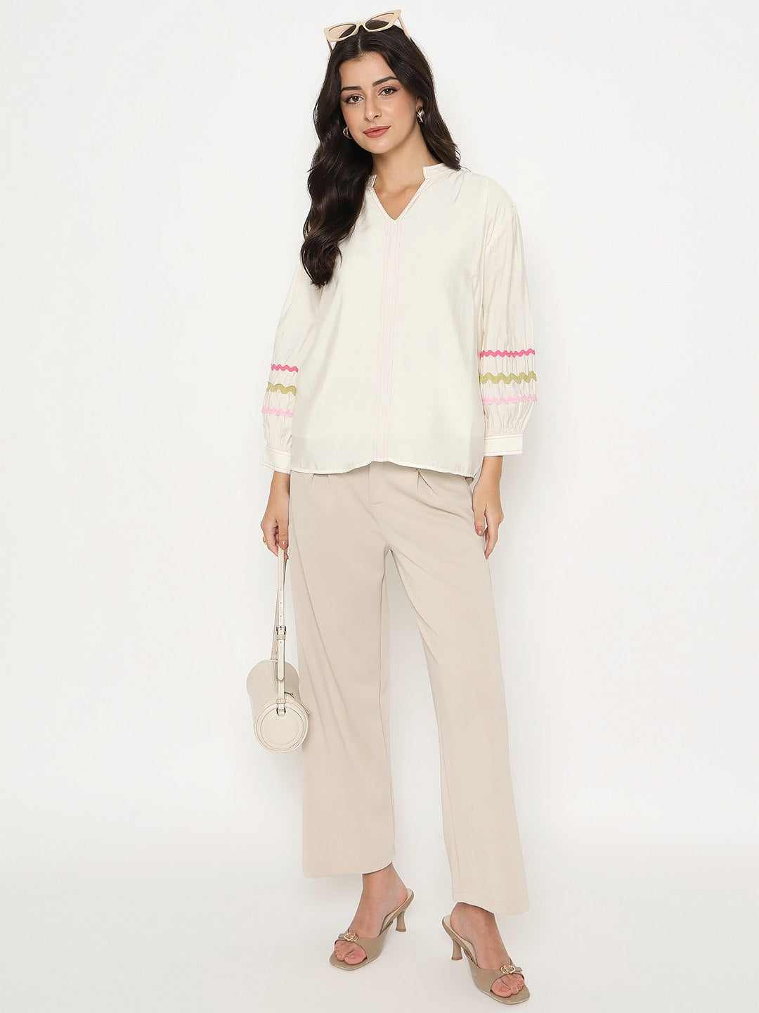 Madame Ladies Western Top H/S M5S18754 1 Off White
