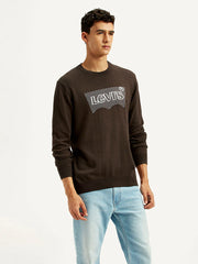Men'S Graphic Print Brown Round Neck Sweatshirt