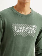 Men'S Brand Logo Sage Crew Neck Sweater