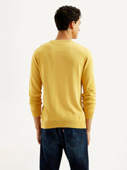 Men'S Brand Logo Yellow Crew Neck Sweater