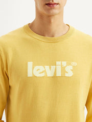 Men'S Brand Logo Yellow Crew Neck Sweater