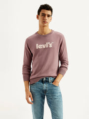 Men'S Brand Logo Mauve Crew Neck Sweater