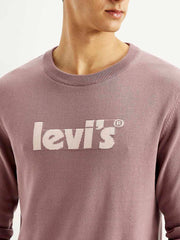 Men'S Brand Logo Mauve Crew Neck Sweater