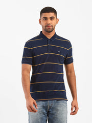 Men'S Blue Polo Collar T-Shirt