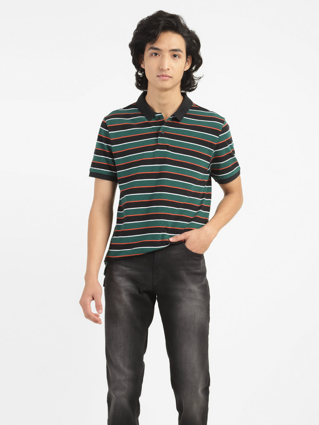 Men'S Striped Polo T-Shirt