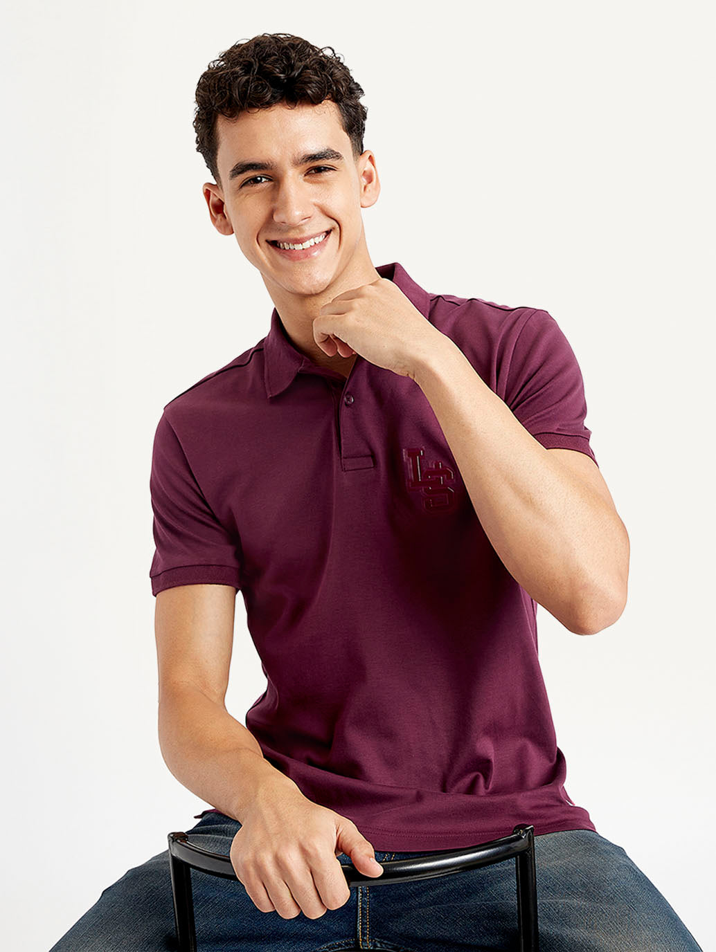 Men'S Solid Slim Fit Polo T-Shirt
