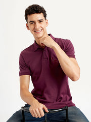 Men'S Solid Slim Fit Polo T-Shirt