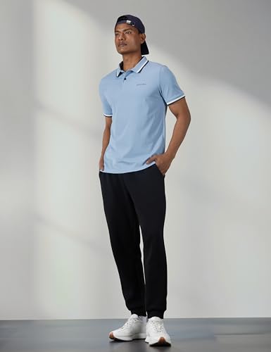 Skechers men's classic tipping blue polo shirt with short sleeves, casual upper T-shirt for men