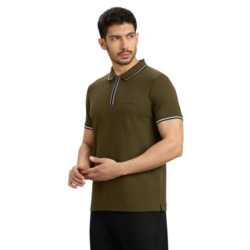 Skechers men's long sleeve polo shirt with multi-tone tipping in blue and white, casual upper wear for men.