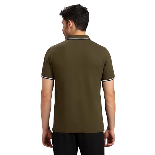 Skechers men's long-sleeve multi-tone tipping polo shirt in blue and white, casual upper wear with ribbed collar and cuffs.