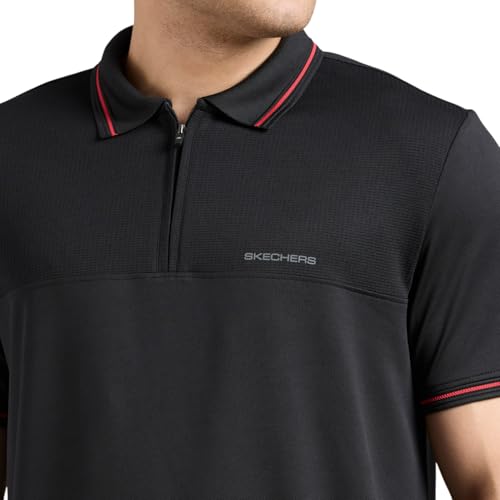 Skechers-Men's T-Shirts & Polos-Tonal Panel Runner POLO-TP0063ID-BLK-2XL