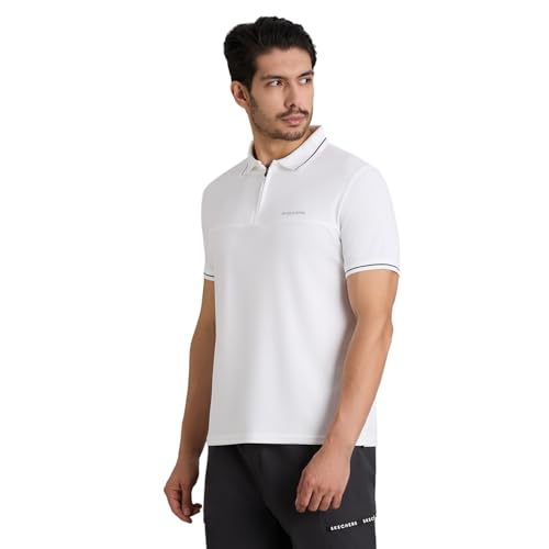 Skechers-Men's T-Shirts & Polos-Tonal Panel Runner POLO-TP0063ID-WHT- M