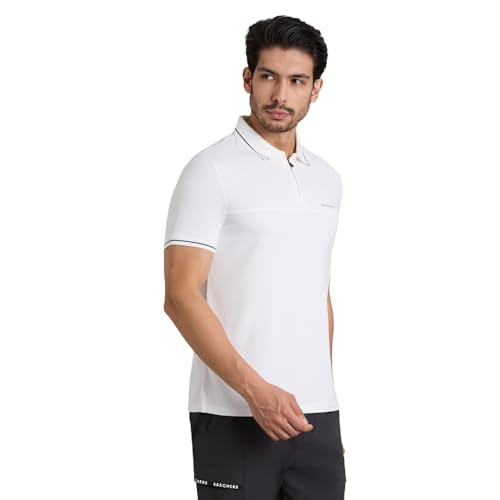 Skechers-Men's T-Shirts & Polos-Tonal Panel Runner POLO-TP0063ID-WHT- M