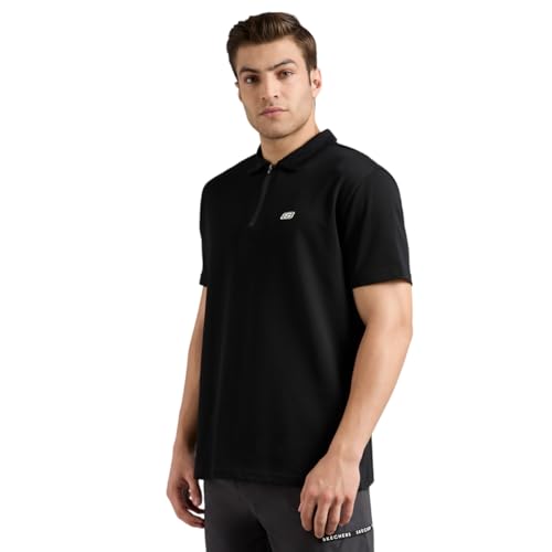 Skechers-Men's T-Shirts & Polos-OVESIZED Flock Branding POLO-TP0060ID-BLK- L