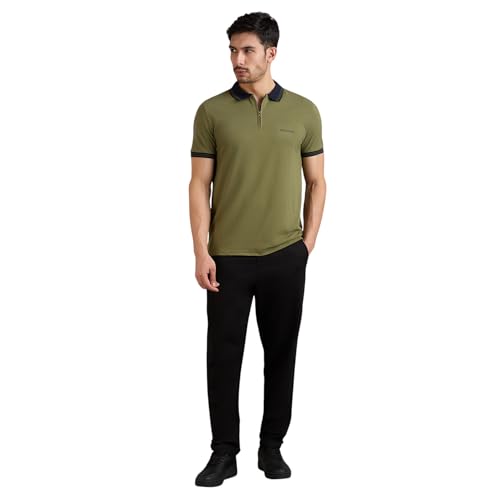 Skechers men's contrast zipper polo shirt with long sleeves and ribbed collar, stylish casual wear for men.