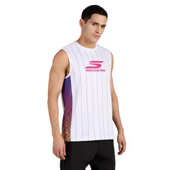 Skechers Men Basketball Striper White Tank TOP