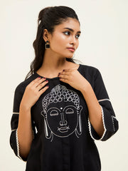 Black Buddha Embroidered Black Co-Ord Set