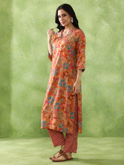 JAIPUR KURTI LADIES WESTERN KURTI 2PCS SET 1B25KPNTR0010 ORANGE