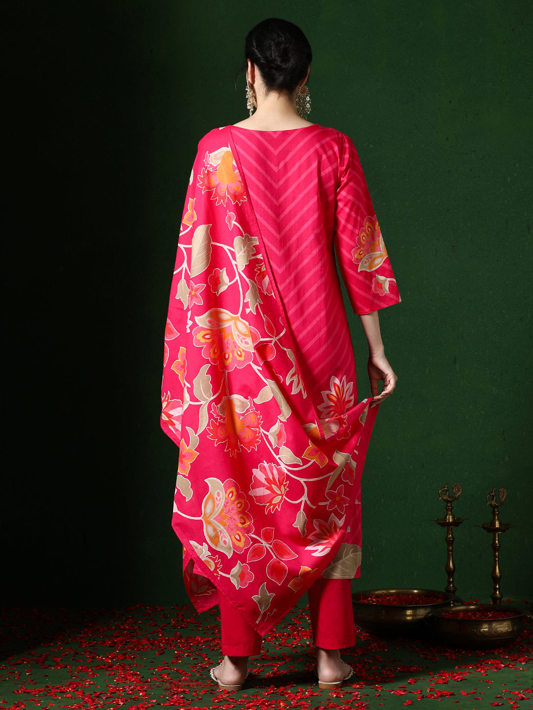 JAIPUR KURTI LADIES WESTERN KURTI 3PCS SET 1B25KPTDR007 FUCHSIA