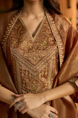 JAIPUR KURTI LADIES WESTERN KURTI 3PCS SET 1C25KPLDR002 BROWN