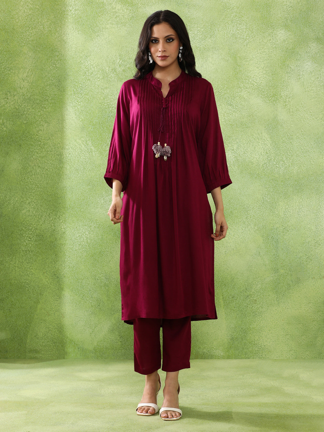 JAIPUR KURTI LADIES WESTERN KURTI 2PCS SET 1C25KPNTR008 MAGENTA