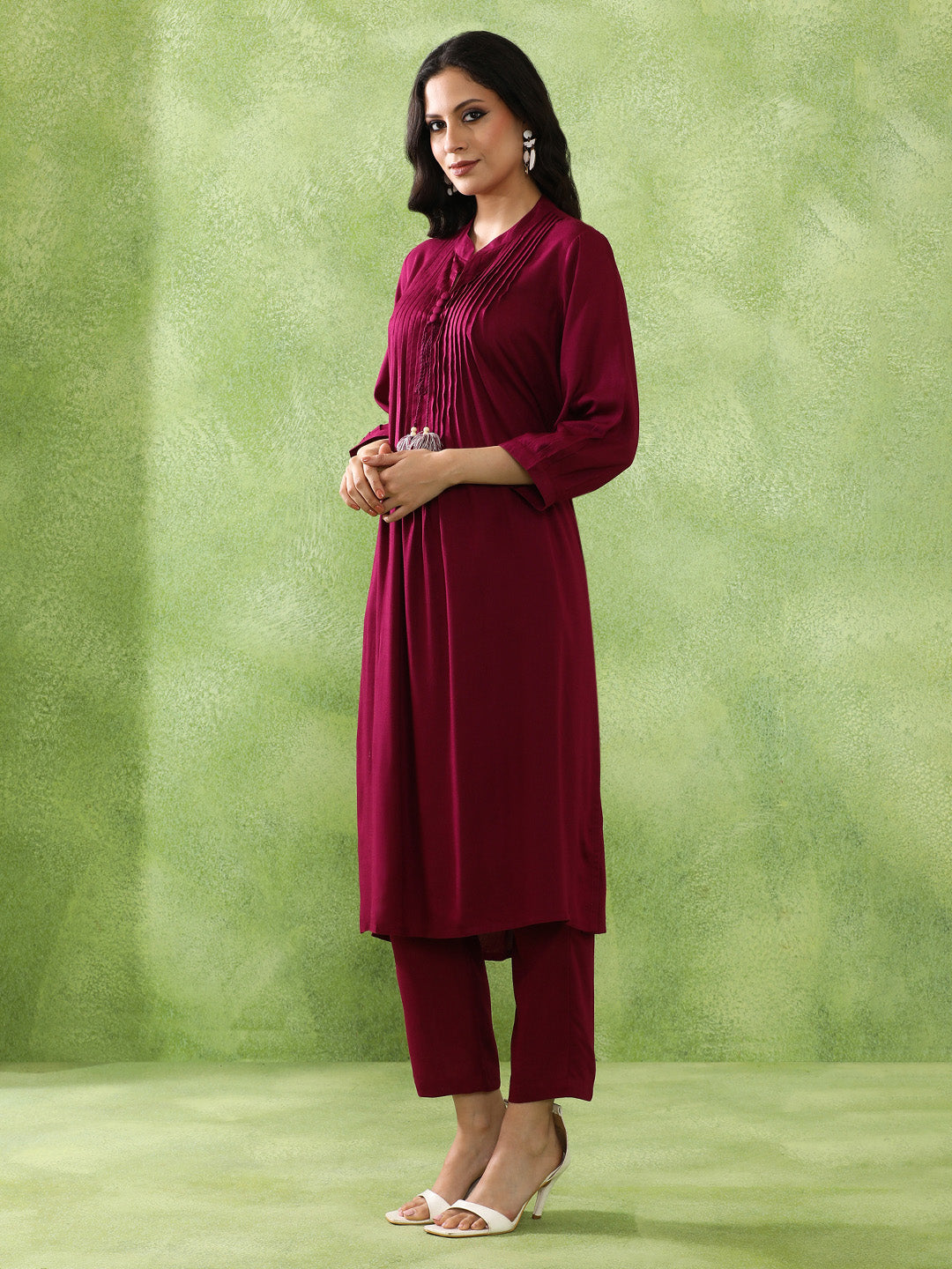 JAIPUR KURTI LADIES WESTERN KURTI 2PCS SET 1C25KPNTR008 MAGENTA