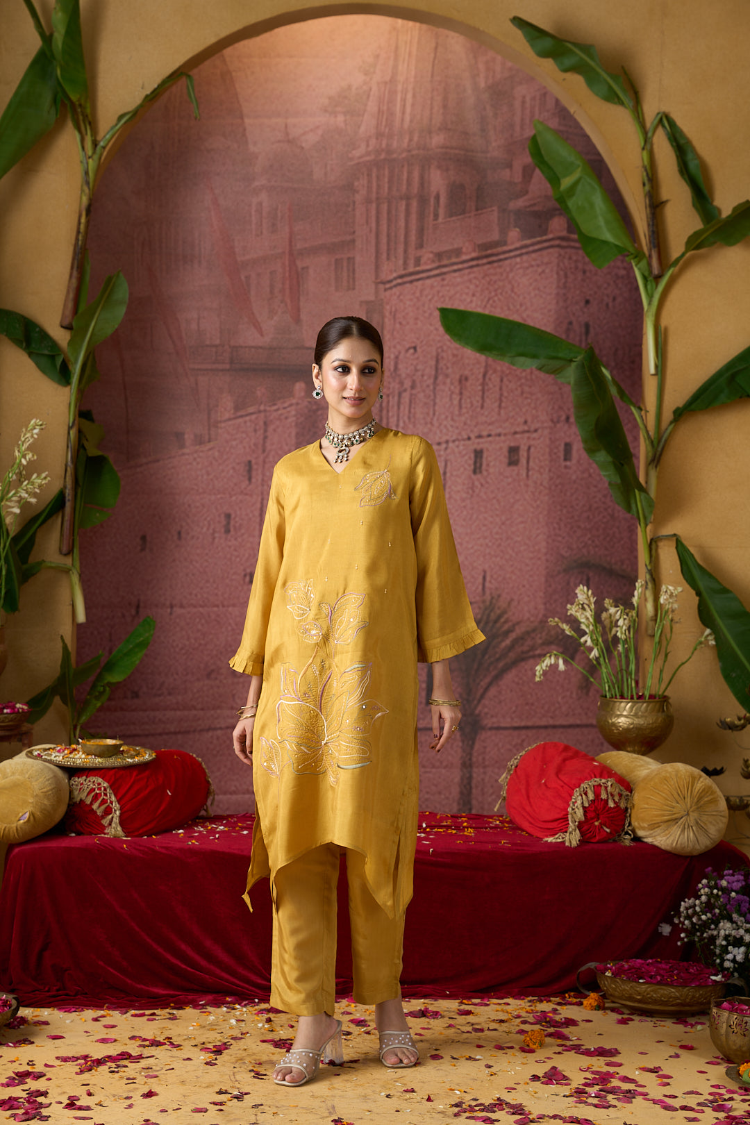 JAIPUR KURTI LADIES WESTERN KURTI 2PCS SET 1C25KPNTR009 YELLOW