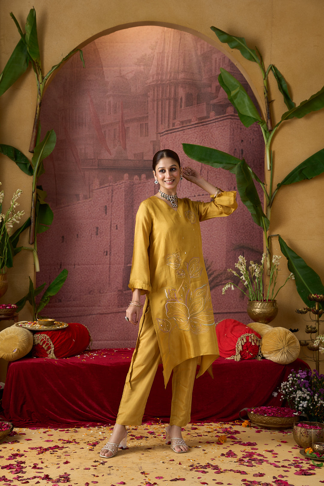 JAIPUR KURTI LADIES WESTERN KURTI 2PCS SET 1C25KPNTR009 YELLOW