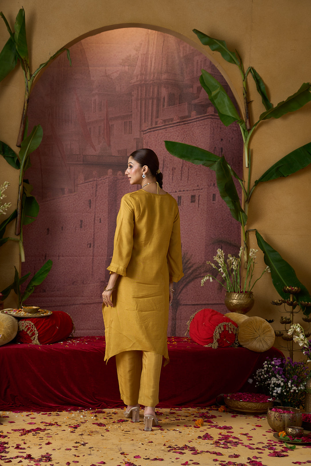 JAIPUR KURTI LADIES WESTERN KURTI 2PCS SET 1C25KPNTR009 YELLOW