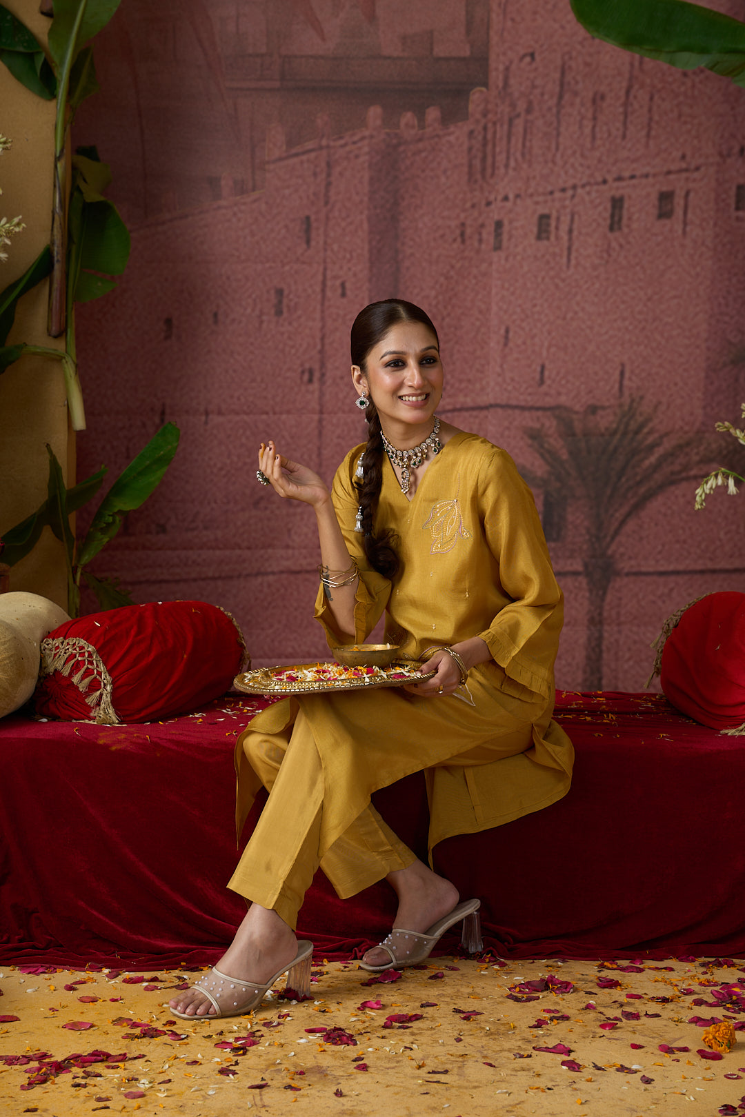 JAIPUR KURTI LADIES WESTERN KURTI 2PCS SET 1C25KPNTR009 YELLOW