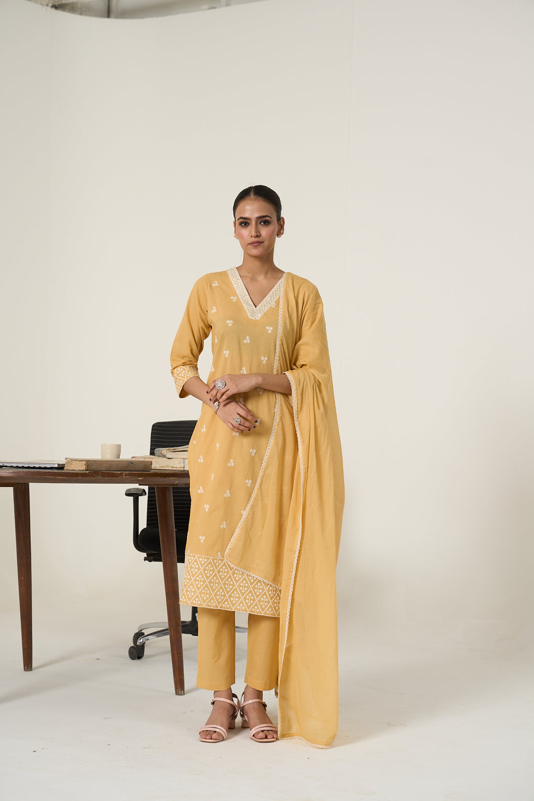 JAIPUR KURTI LADIES WESTERN KURTI 3PCS SET 1C25KPTDR0047 BEIGE
