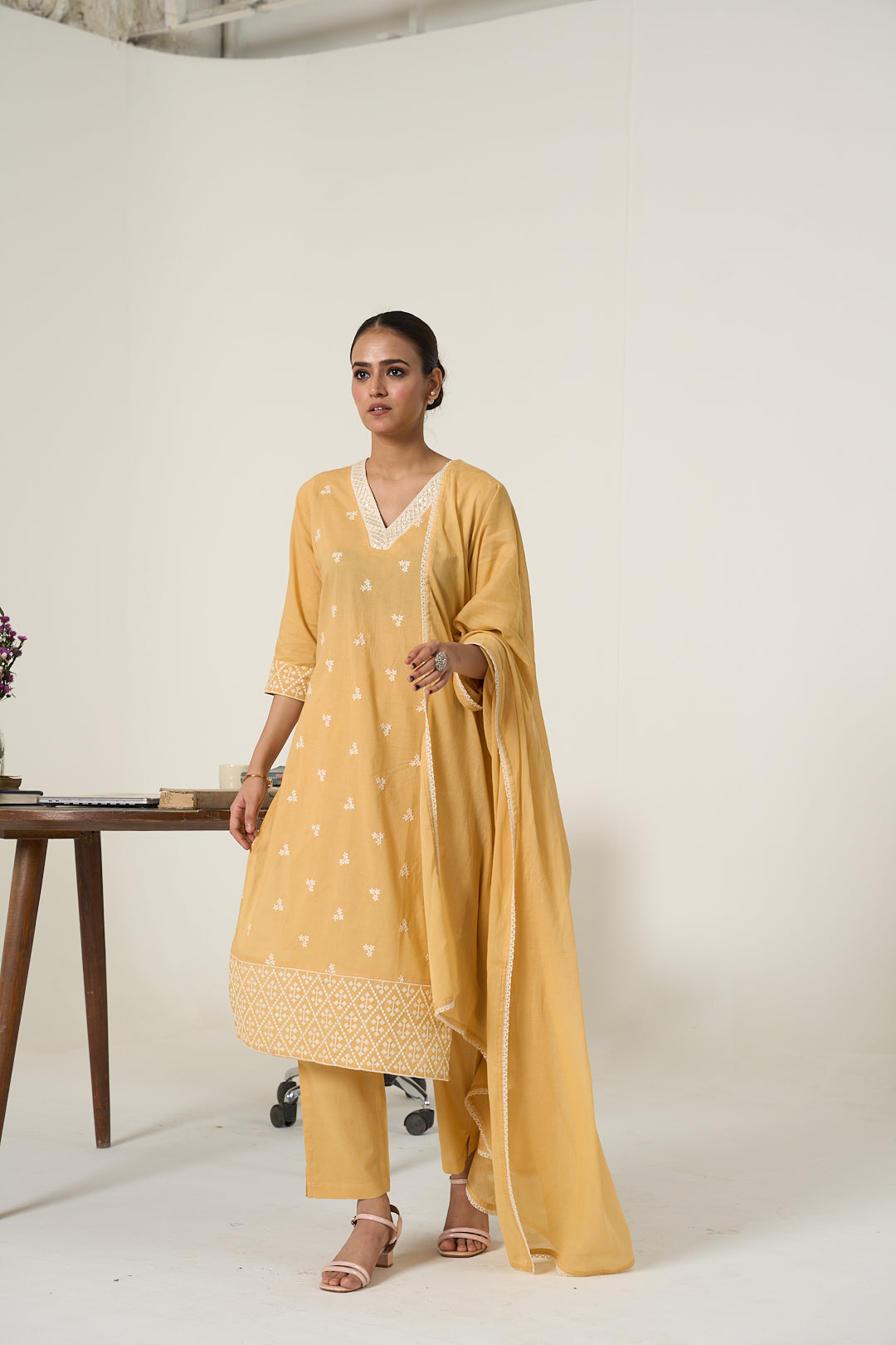 JAIPUR KURTI LADIES WESTERN KURTI 3PCS SET 1C25KPTDR0047 BEIGE