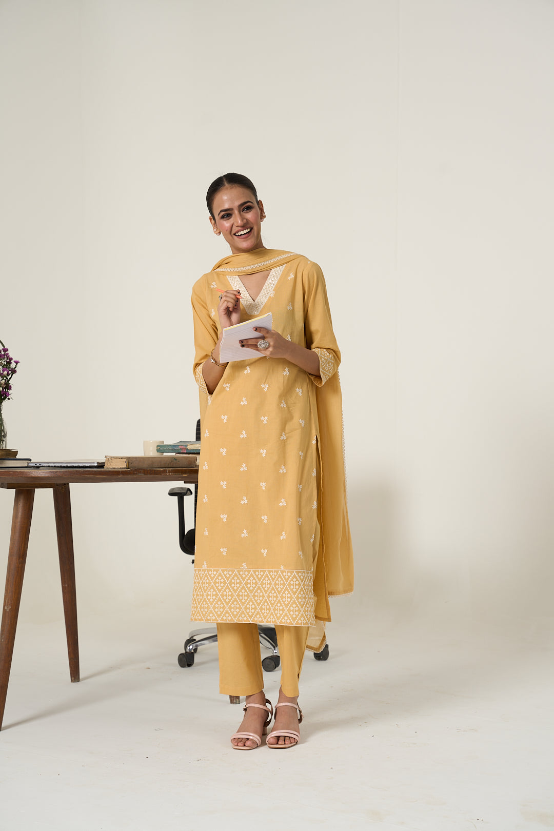 JAIPUR KURTI LADIES WESTERN KURTI 3PCS SET 1C25KPTDR0047 BEIGE