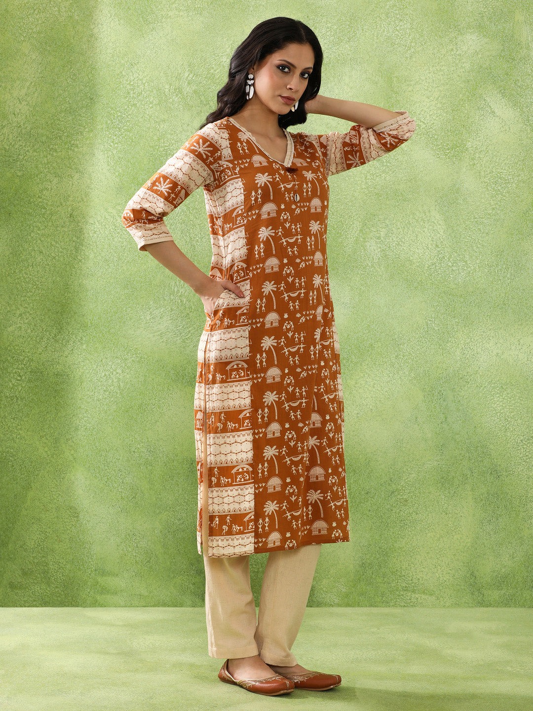 JAIPUR KURTI LADIES WESTERN KURTI 1PCS 1C25KRTAR005 BROWN