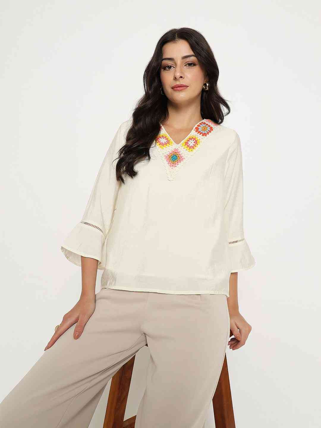 Madame Ladies Western Top H/S M5S18732 001 Beige