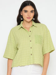 Madame Ladies Western Shirt F/S M5S18259 0210 L.Green