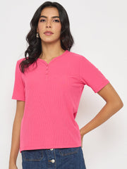 Madame Ladies Western Top H/S M5S11001 076 Hot Pink