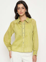 Madame Ladies Western Top H/S M5S18166 376 Cyber Lime
