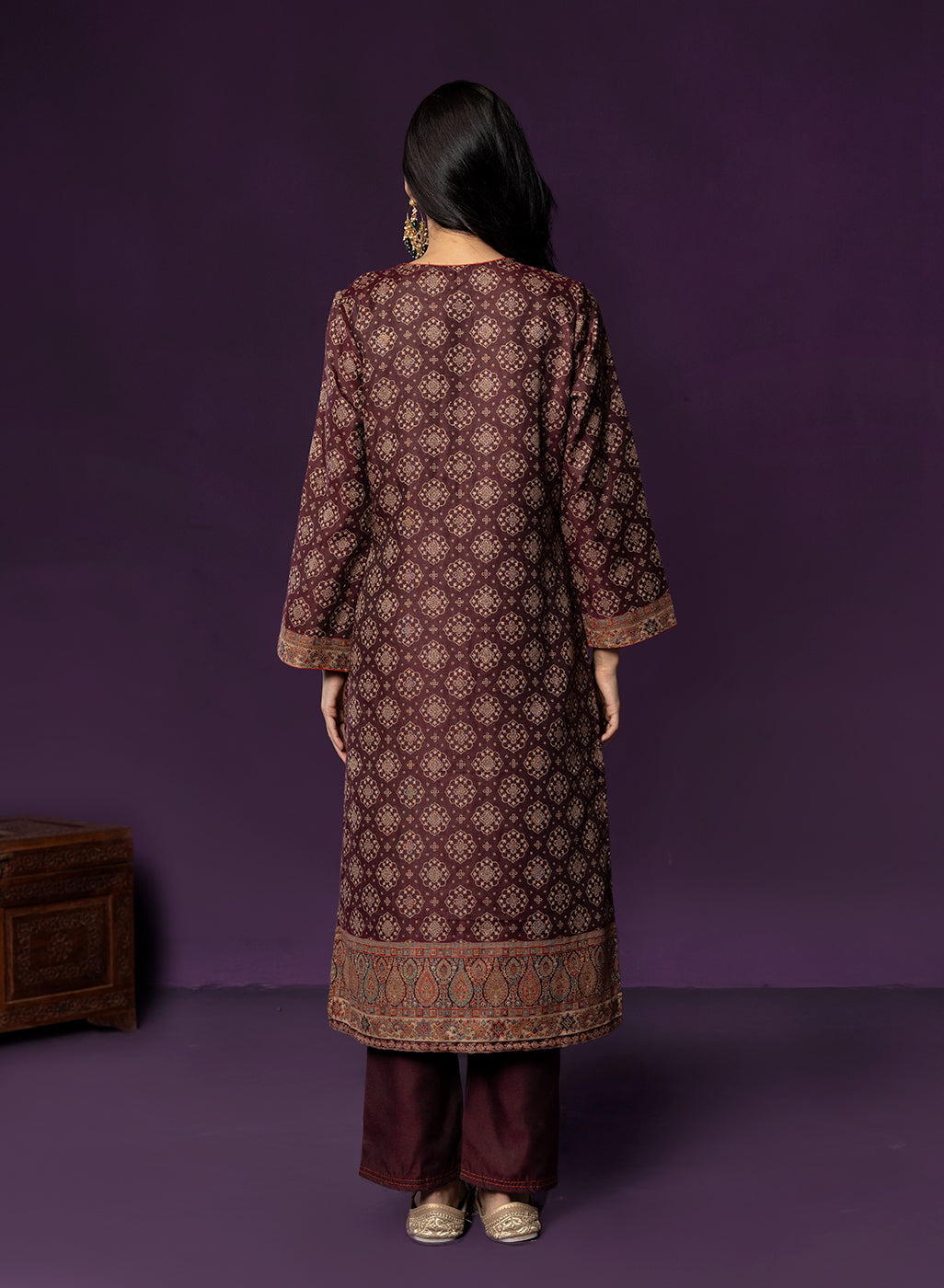 Kasturi Maroon Printed Jamawar Suit Set with Dupatta
