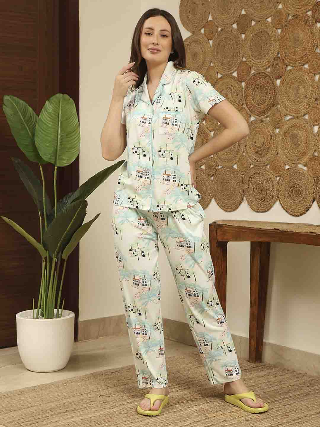 M-Secret Ladies Western Night Suit H/S S5S30103 042 Mint