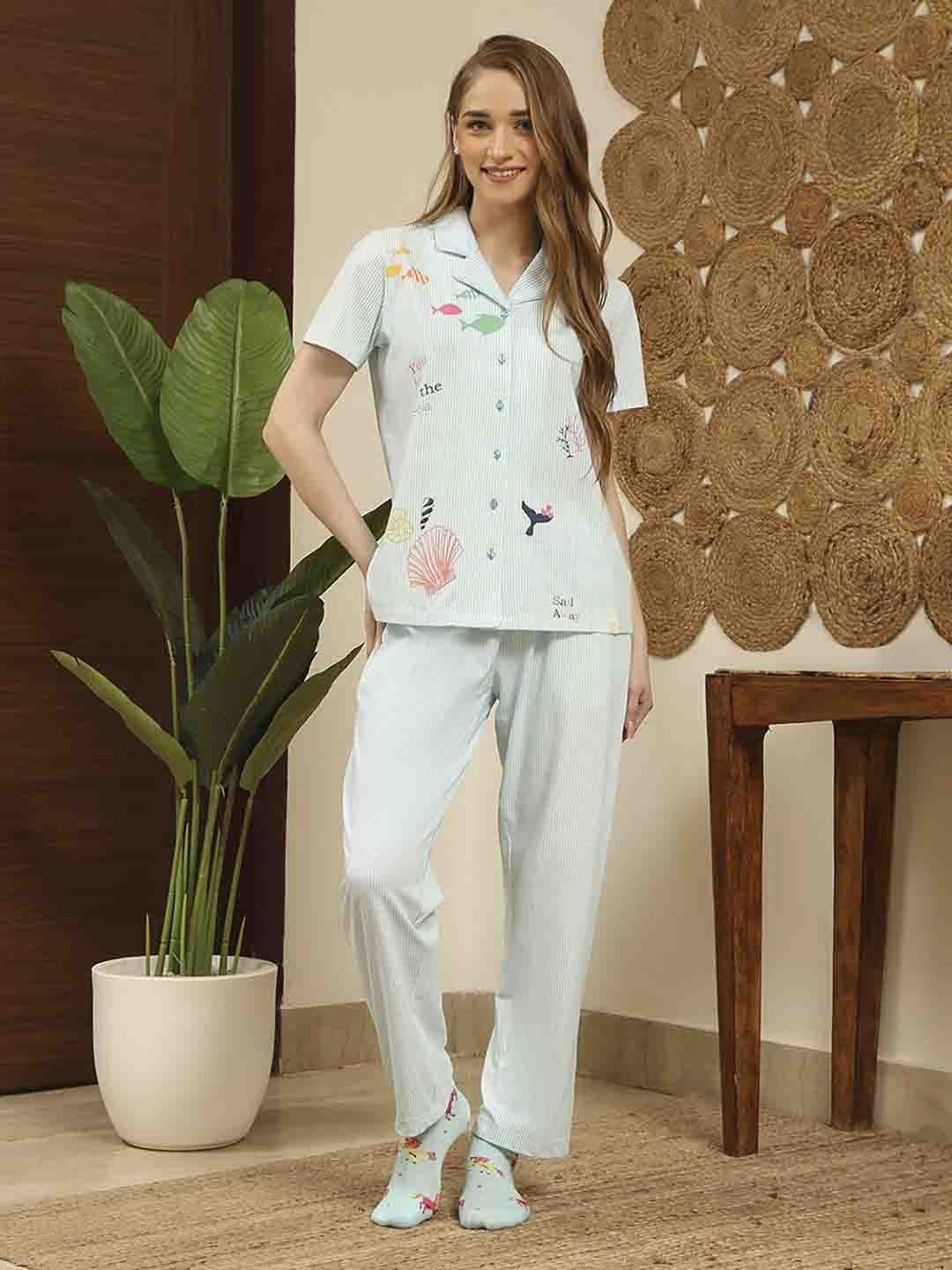 M-Secret Ladies Western Night Suit H/S S5S30136 039 Turquoise