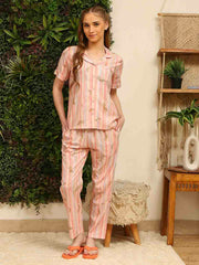 M-Secret Ladies Western Night Suit H/S S5S30142 030 Peach