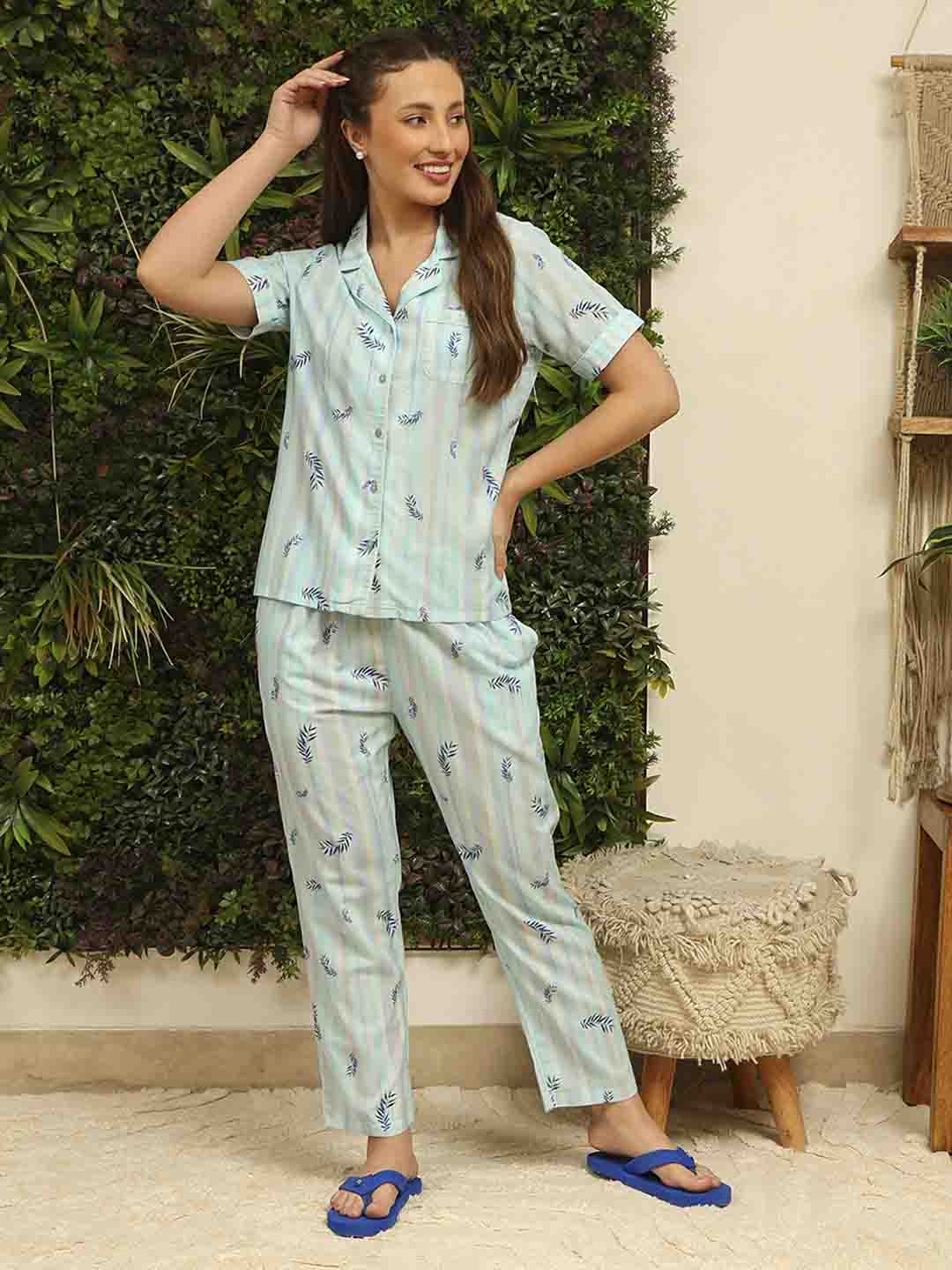 M-Secret Ladies Western Night Suit H/S S5S30142 043 Aqua