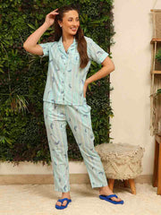 M-Secret Ladies Western Night Suit H/S S5S30142 043 Aqua