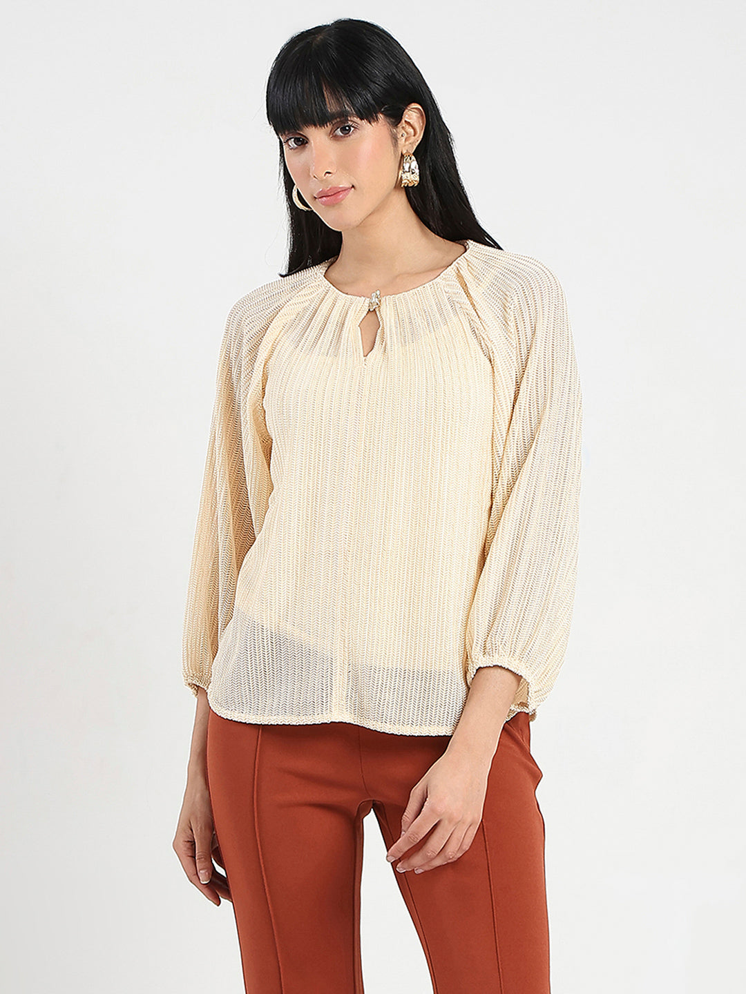 Madame Ladies Western Top H/S M5S18923 001 Beige