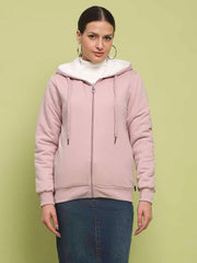 Madame Metal Detailed Zipper Lilac Hooded Sweatshirt