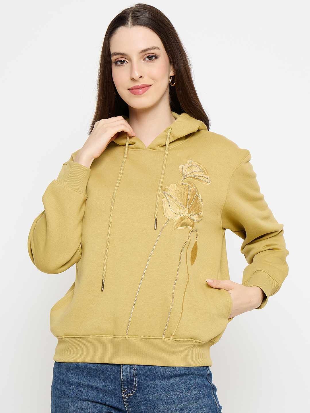 Madame Graphic Print Yellow Cotton Blend Sweatshirt