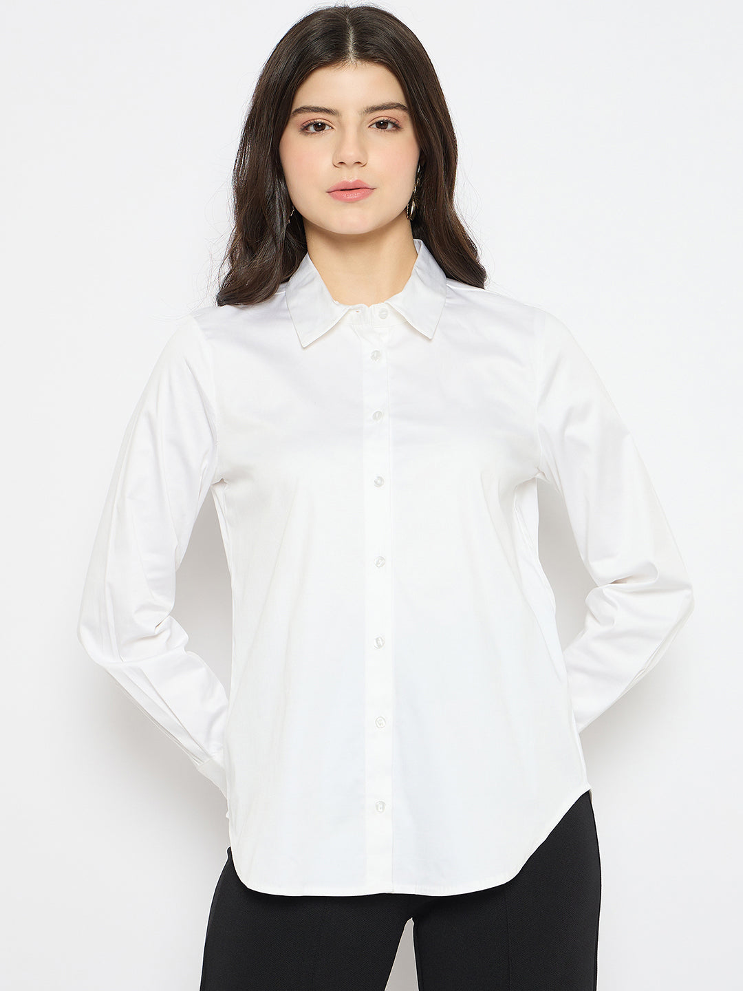 Madame White Cotton Blend Shirt