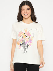 Madame Graphic Print White Cotton T-Shirt